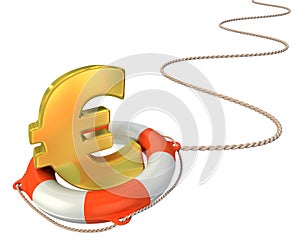 Saving euro with lifebuoy