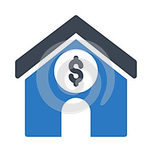 Saving House glyph color vector icon