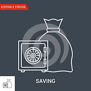 Saving Icon. Thin Line Vector Illustration