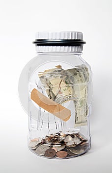 Saving jar with bandage