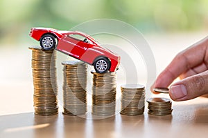 Saving money for car that stack gold coin growing ,saving money