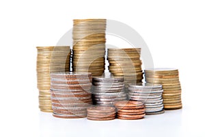 Saving money concept, coin stack growing business