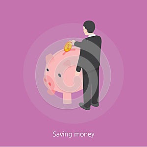 Saving money concept design 3d isometric illustration