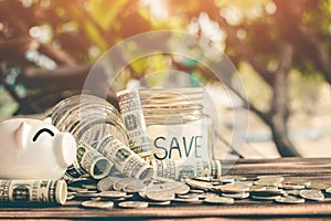 Saving money for the future sustainability, Concept saving money for the future