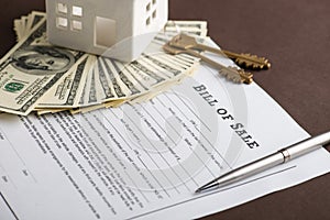 Saving money for house or mortgage loan concept. Bill of Sale, m