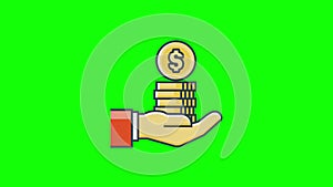 saving Money icon loop animation with alpha channel, transparent background, ProRes 444