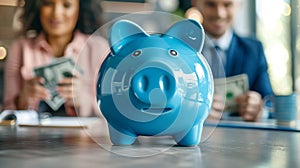 Saving money by piggy bank concept of savings and investments. Save money and financial literacy. Growing savings money