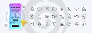 Saving money, Vitamin u and Women headhunting line icons for web app. Pictogram icon Vector