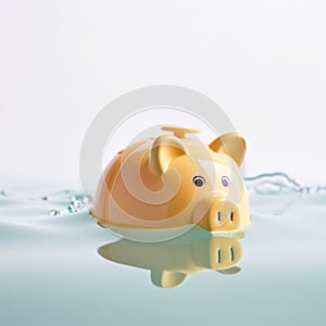 Saving for a Rainy Day: Piggy Bank on Solid Light Background AI Generated