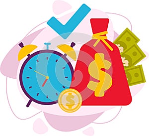 Saving time and money vector. Vector business concept.