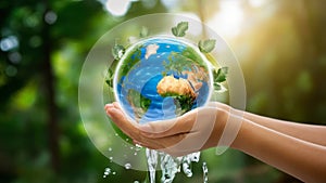 Saving water and world environmental protection concept