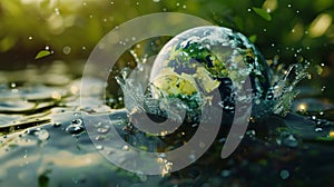 Saving water and world environmental protection concept