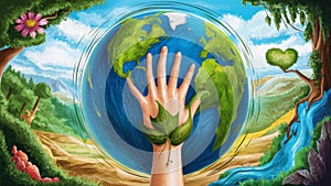 Saving water and world environmental protection concept