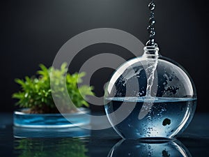 Saving water and world environmental protection concept.