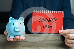 Savings 2024 concept. Accumulating money for the New Year.