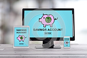 Savings account concept on different devices
