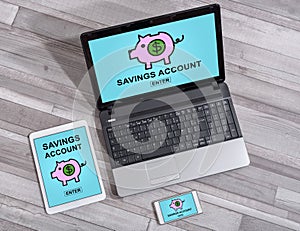 Savings account concept on different devices