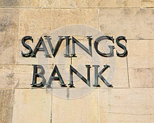 Savings Bank Sign in Shaftesbury in Dorset, UK photo