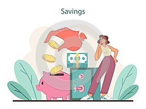 Savings concept. Evaluating financial decisions with a focus on accumulating wealth.