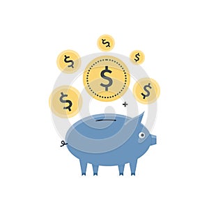 Savings Concept Flat Vector Illustration.