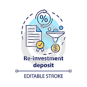 Savings concept icon. Reinvestment deposit idea thin line illustration. Creating investment account. Full profit