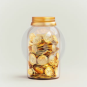 Savings in gold high value coins stored in glass bottles