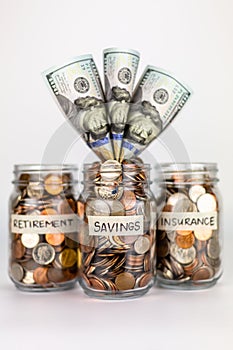 Savings Hundred Dollar Bills Glass Jar Money
