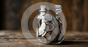 Savings jar with coins, symbolizing financial goals and budgeting