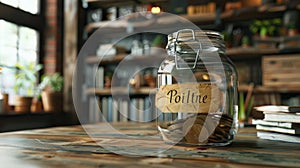 Savings jar labeled Retirement Fund, longterm financial planning