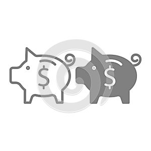 Savings line and glyph icon. Saving money vector illustration isolated on white. Piggy bank outline style design