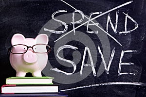 Savings plan - Piggybank with spending saving advice
