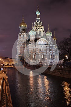 The Saviour on the blood at Night in Saint-Petersburg