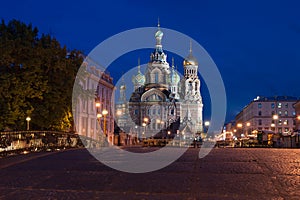 Saviour's cathedral on Blood to St. Petersburg at night