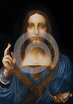Saviour of the world. Salvador mundi. My own reproduction of Leonardo DaVinci painting.