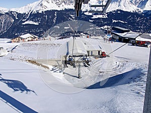 Savognin: snow-covered mountains and ski slopes