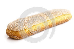 Savoiardi italian sponge biscuit isolated on white.