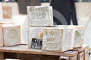 Savon de Marseille Soap on a French market stall