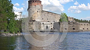 Savonlinna, Finland. View of the ancient fortress of Olavinlinna on a Sunny summer day