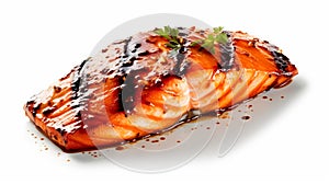 Savor the Beauty: Charred Grilled Salmon on a White Canvas