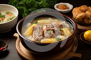 Savor Chinese flavors Delicious corn and pork bone soup