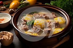 Savor Chinese flavors Delicious corn and pork bone soup