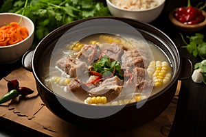Savor Chinese flavors Delicious corn and pork bone soup