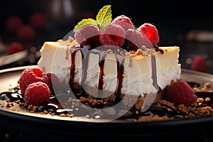 Savor the delight of rich, creamy vanilla cheesecake, a luscious dessert