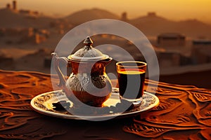 Savor the essence of Arabia with a robust cup of black coffee