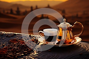 Savor the essence of Arabia with a robust cup of black coffee