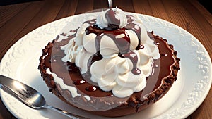 Savor Every Bite of Your Hot Fudge Sundae with a Silver Spoon.AI Generated