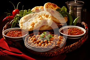 Savor the Exquisite Flavor. Indulge in the Aromatic Delight of Traditional Indian Dish Chole Bhature