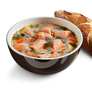 Savor the Flavor of Finnish Salmon Soup in a Bowl .