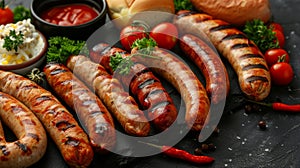 Savor the flavor mouthwatering bbq dinner with perfectly grilled sausages on a clean table setting