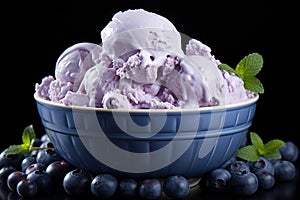 Savor the flavor: studio shot of blueberry ice cream